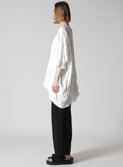 SMOCKING JQ ASYMMETRIC 3/4 SLEEVE TEE