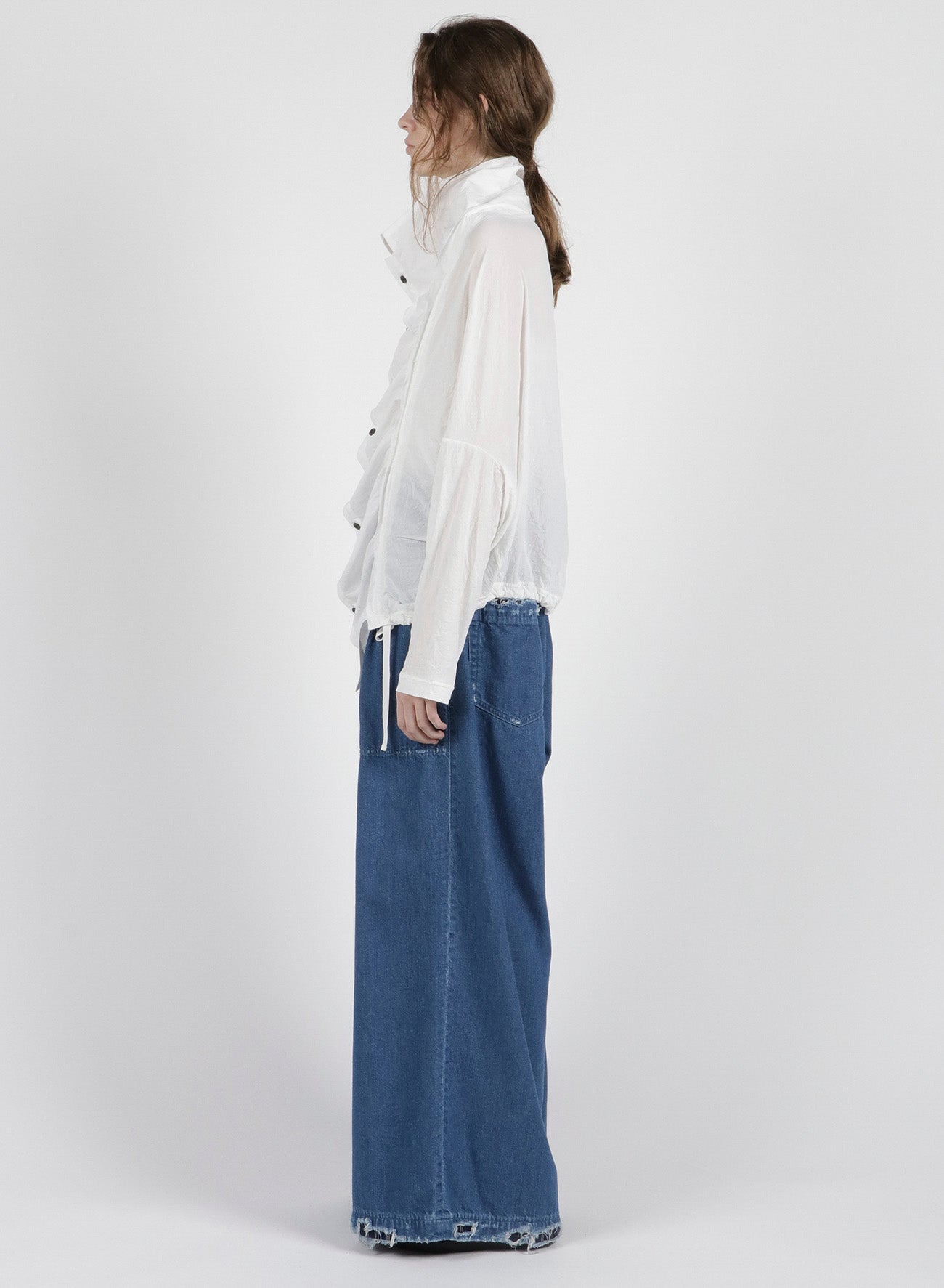 FRENCHTERRY HAND STITCH BACK ZIP PULLOVER