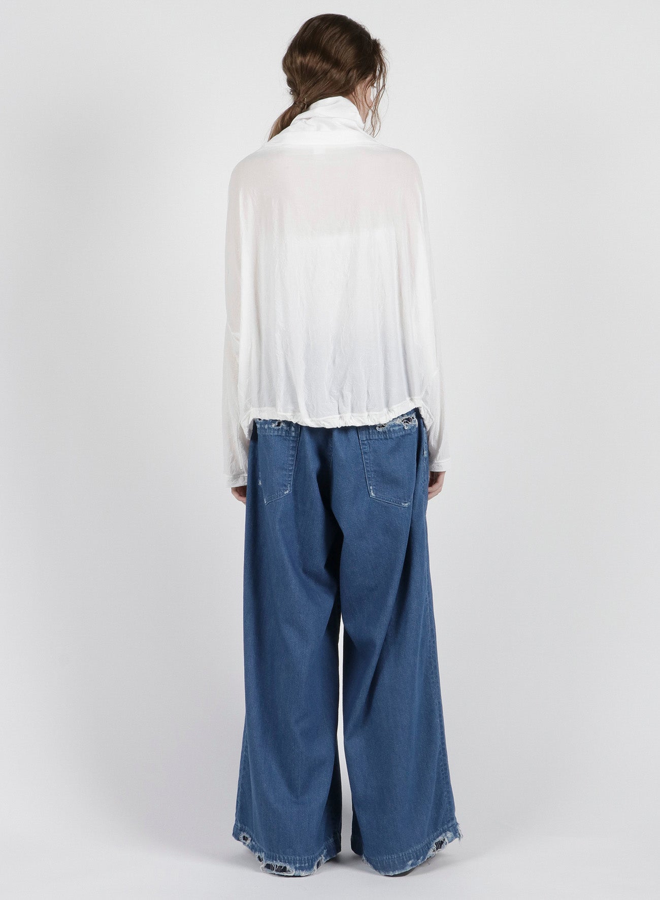 FRENCHTERRY HAND STITCH BACK ZIP PULLOVER