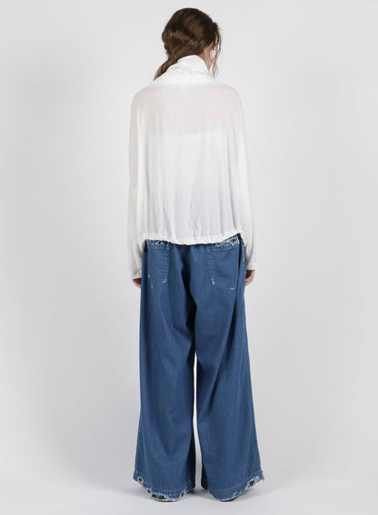 FRENCHTERRY HAND STITCH BACK ZIP PULLOVER