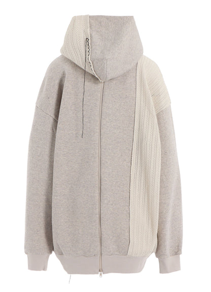 FRENCHTERRY HAND STITCH BACK ZIP PULLOVER