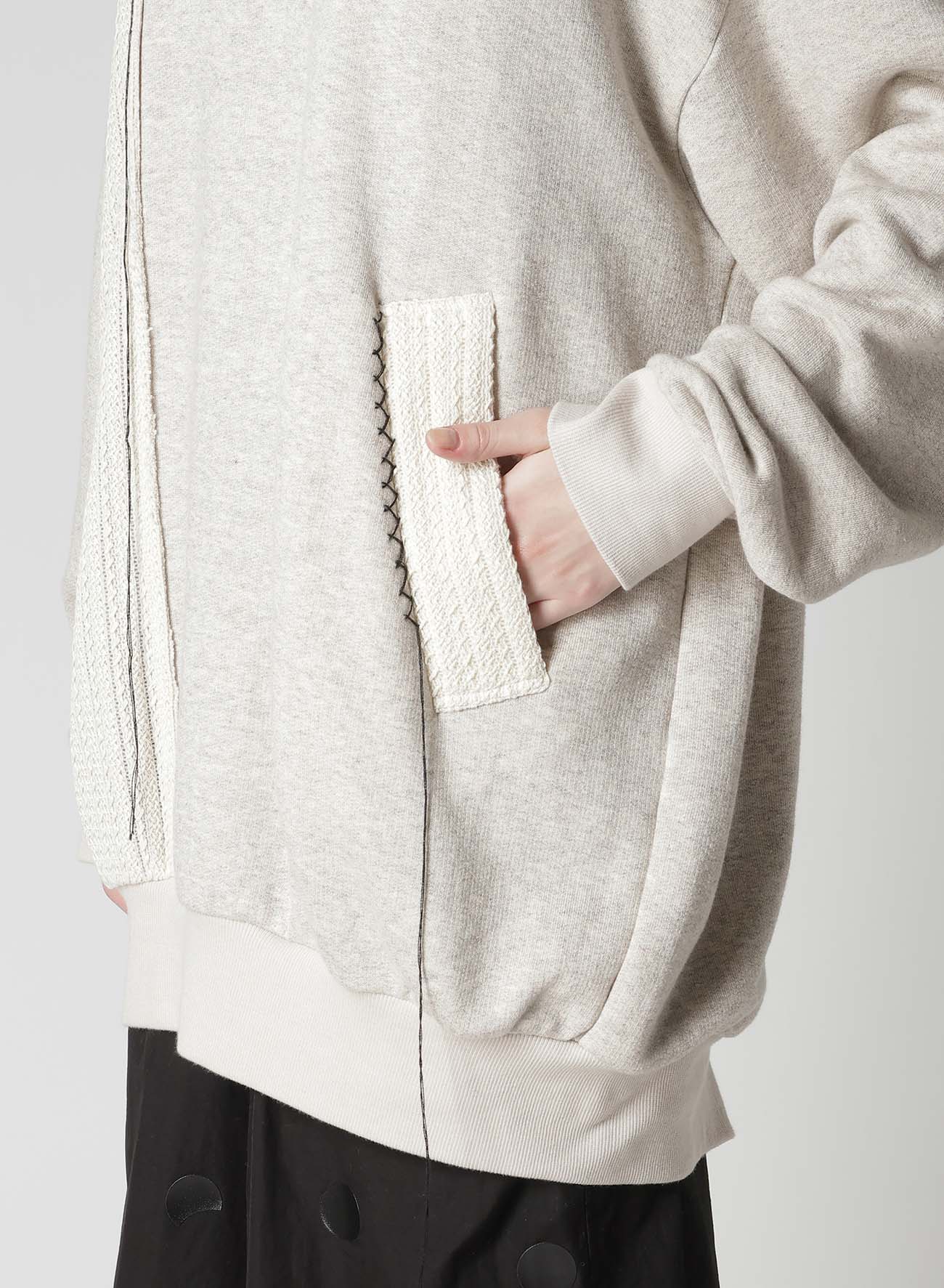 FRENCHTERRY HAND STITCH BACK ZIP PULLOVER