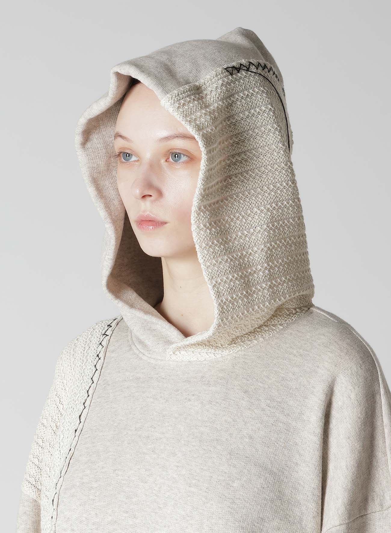 FRENCHTERRY HAND STITCH BACK ZIP PULLOVER