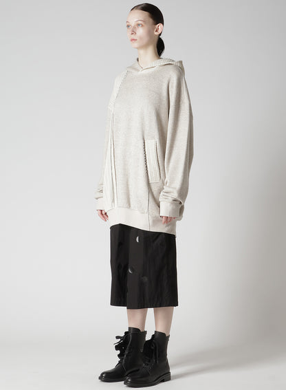 FRENCHTERRY HAND STITCH BACK ZIP PULLOVER