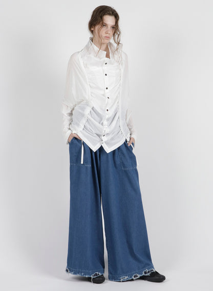 FRENCHTERRY HAND STITCH BACK ZIP PULLOVER