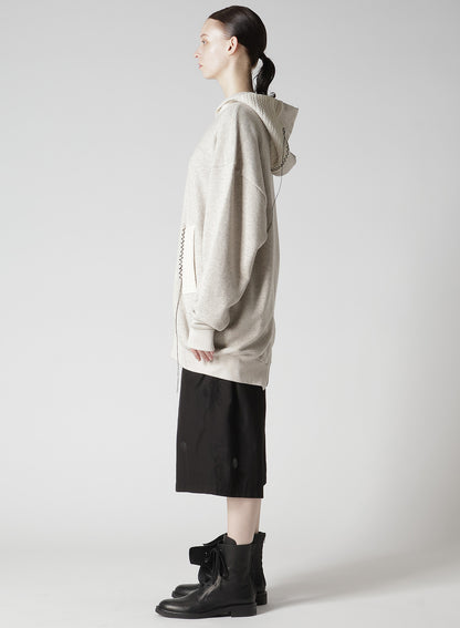FRENCHTERRY HAND STITCH BACK ZIP PULLOVER