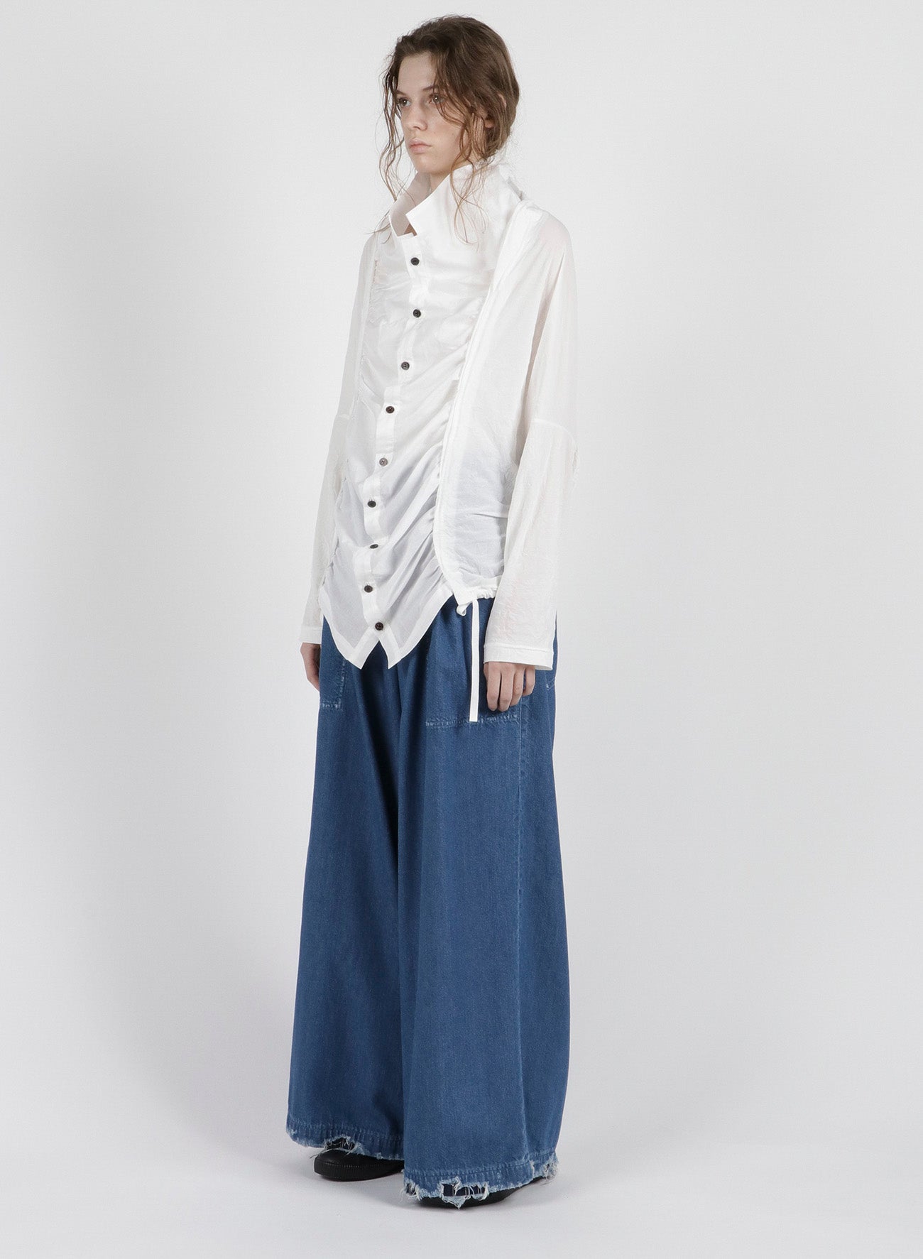 FRENCHTERRY HAND STITCH BACK ZIP PULLOVER