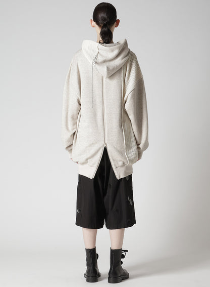 FRENCHTERRY HAND STITCH BACK ZIP PULLOVER