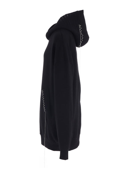 FRENCHTERRY HAND STITCH BACK ZIP PULLOVER