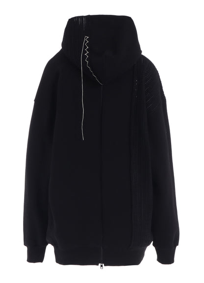 FRENCHTERRY HAND STITCH BACK ZIP PULLOVER