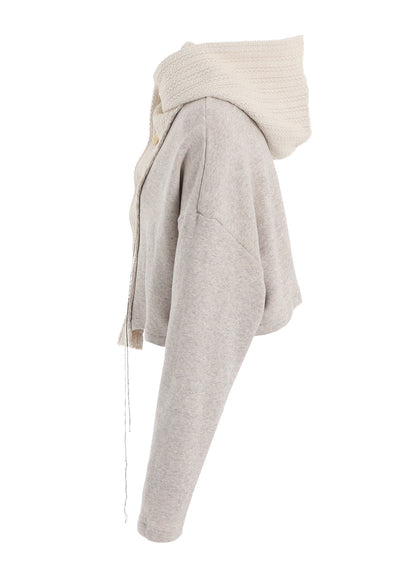 FRENCHTERRY HAND STITCH HOODED CARDIGAN