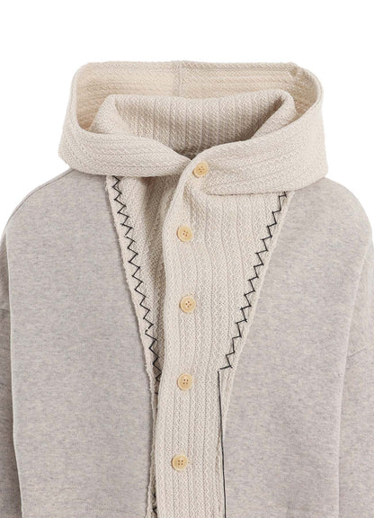 FRENCHTERRY HAND STITCH HOODED CARDIGAN