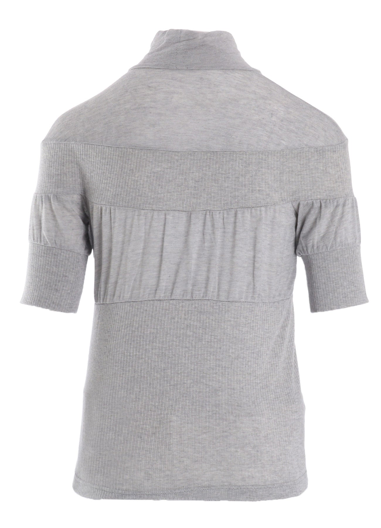 GAUZE JERSEY X RIB PANEL HIGH NECK SHORT SLEEVE TEE