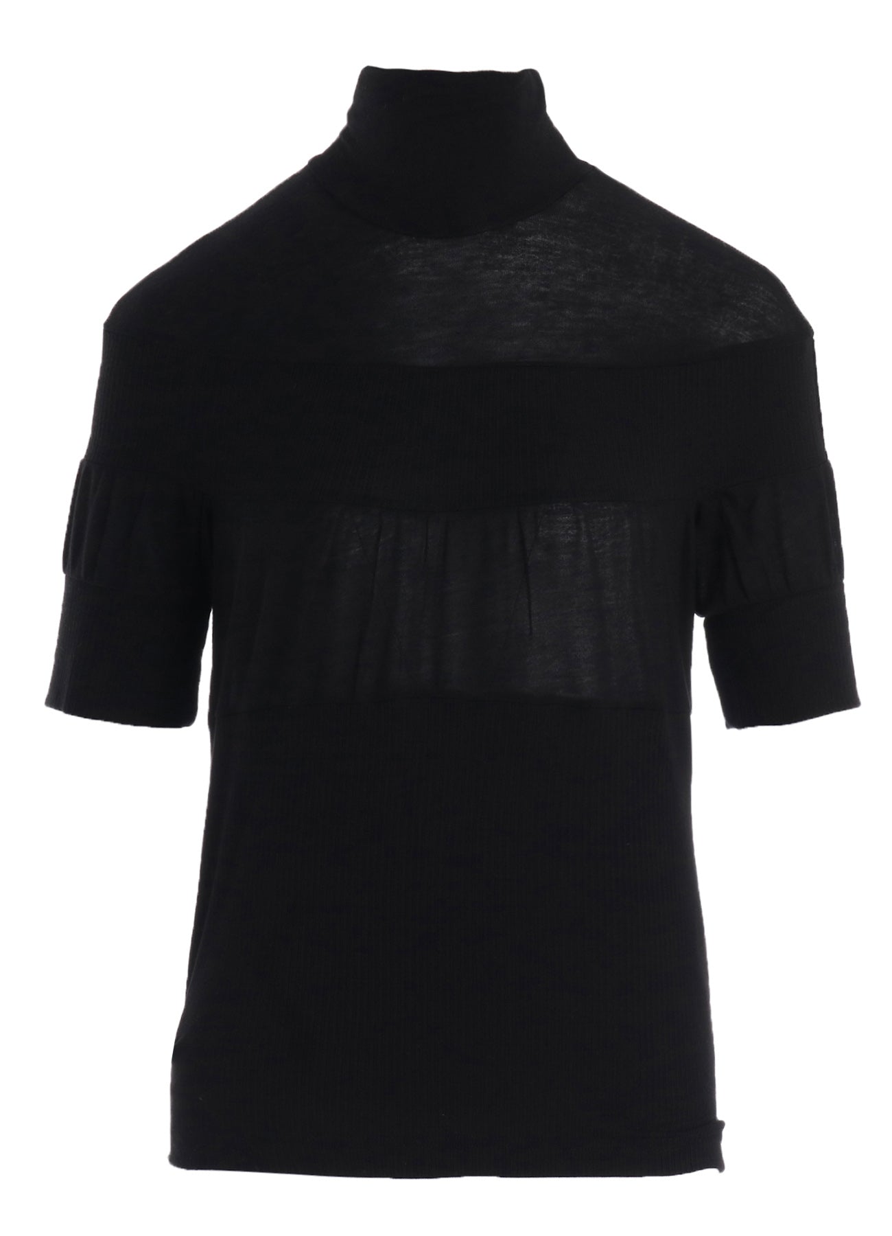GAUZE JERSEY X RIB PANEL HIGH NECK SHORT SLEEVE TEE