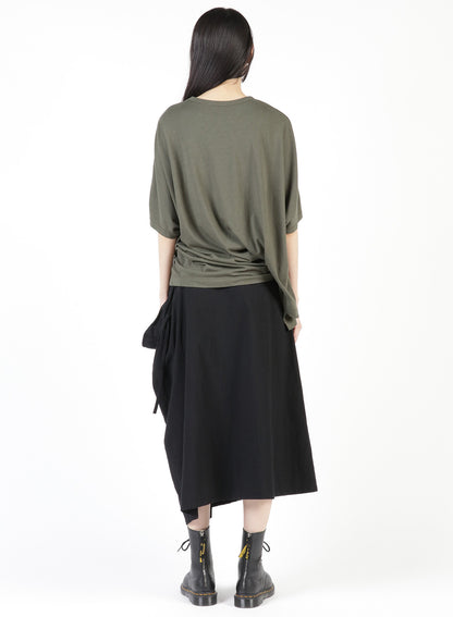 GAUZE JERSEY X RIB PANEL HIGH NECK SHORT SLEEVE TEE