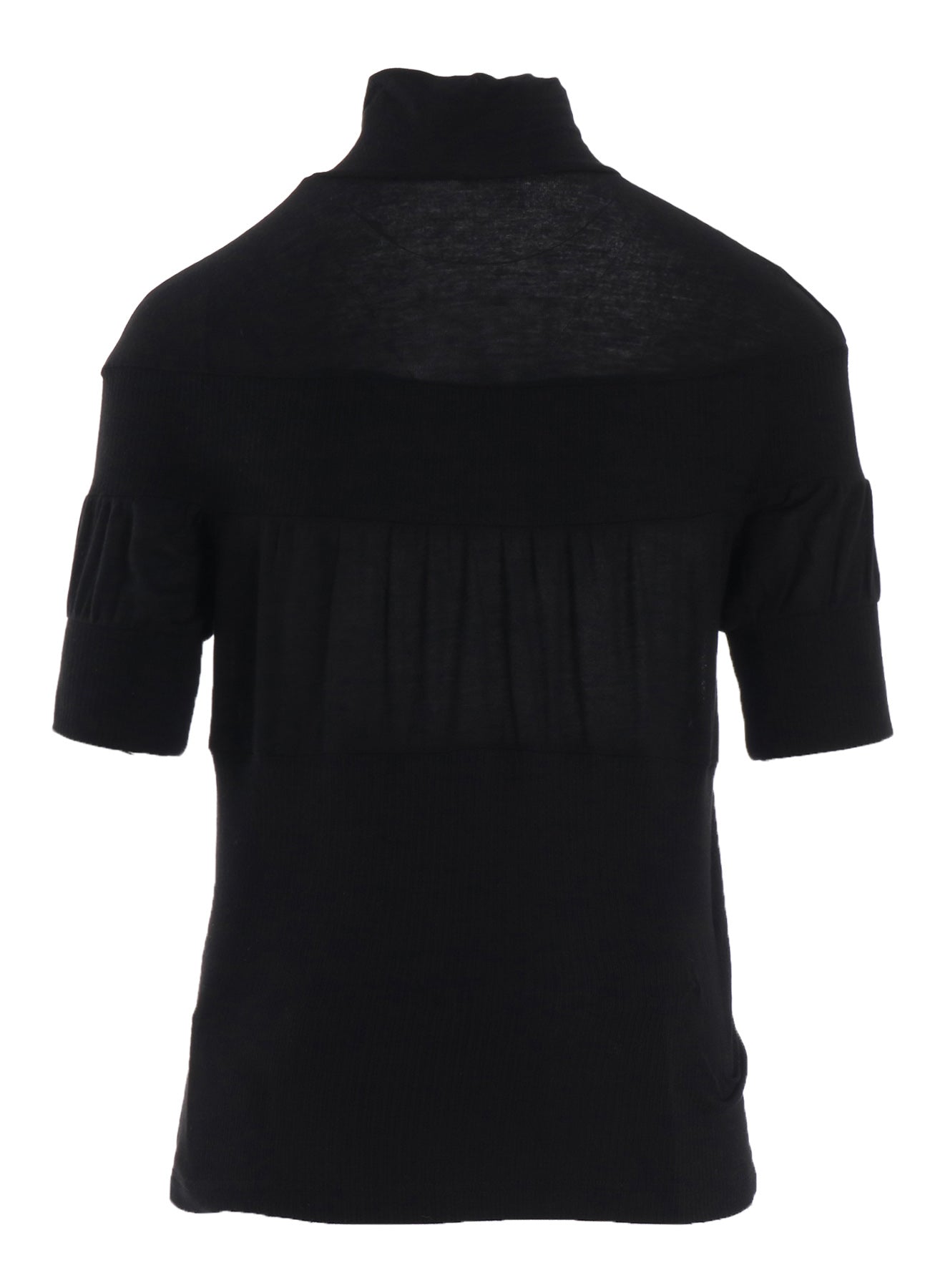 GAUZE JERSEY X RIB PANEL HIGH NECK SHORT SLEEVE TEE