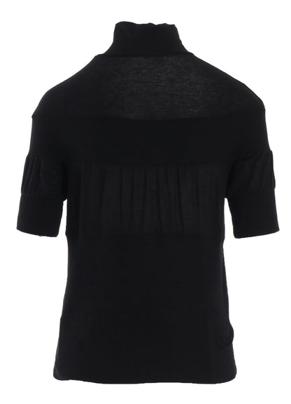 GAUZE JERSEY X RIB PANEL HIGH NECK SHORT SLEEVE TEE