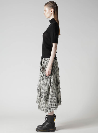 GAUZE JERSEY X RIB PANEL HIGH NECK SHORT SLEEVE TEE