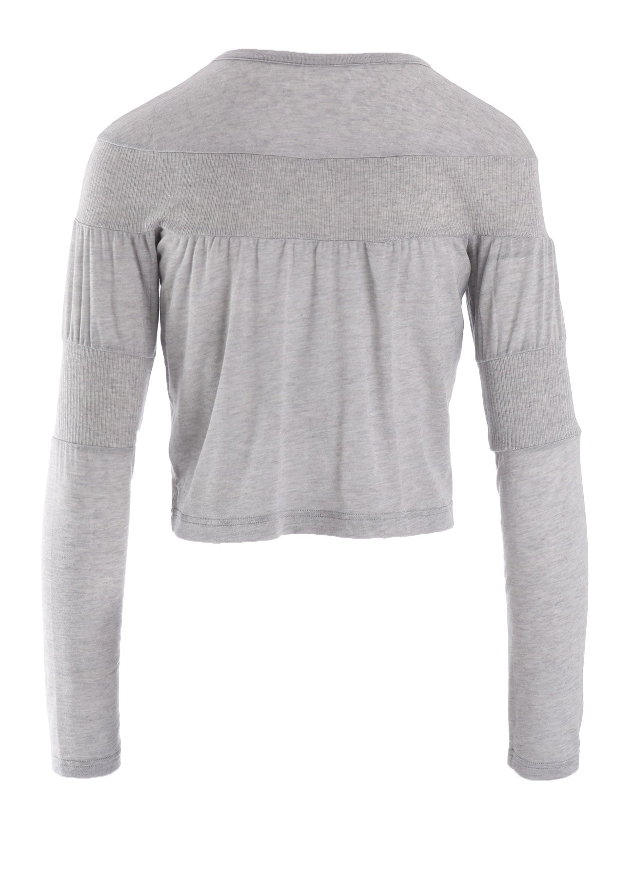 GAUZE JERSEY X RIB PANEL CROPPED ROUND NECK TEE