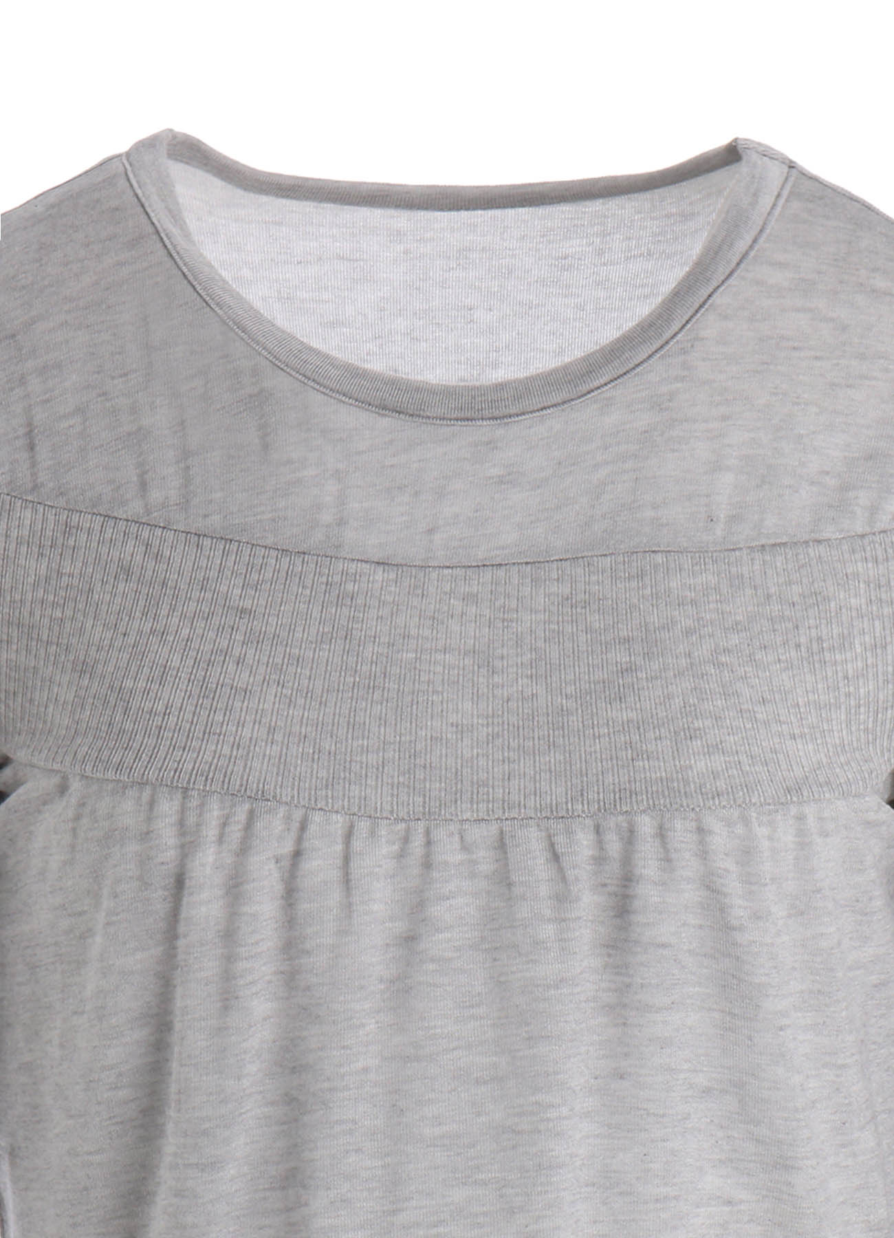 GAUZE JERSEY X RIB PANEL CROPPED ROUND NECK TEE