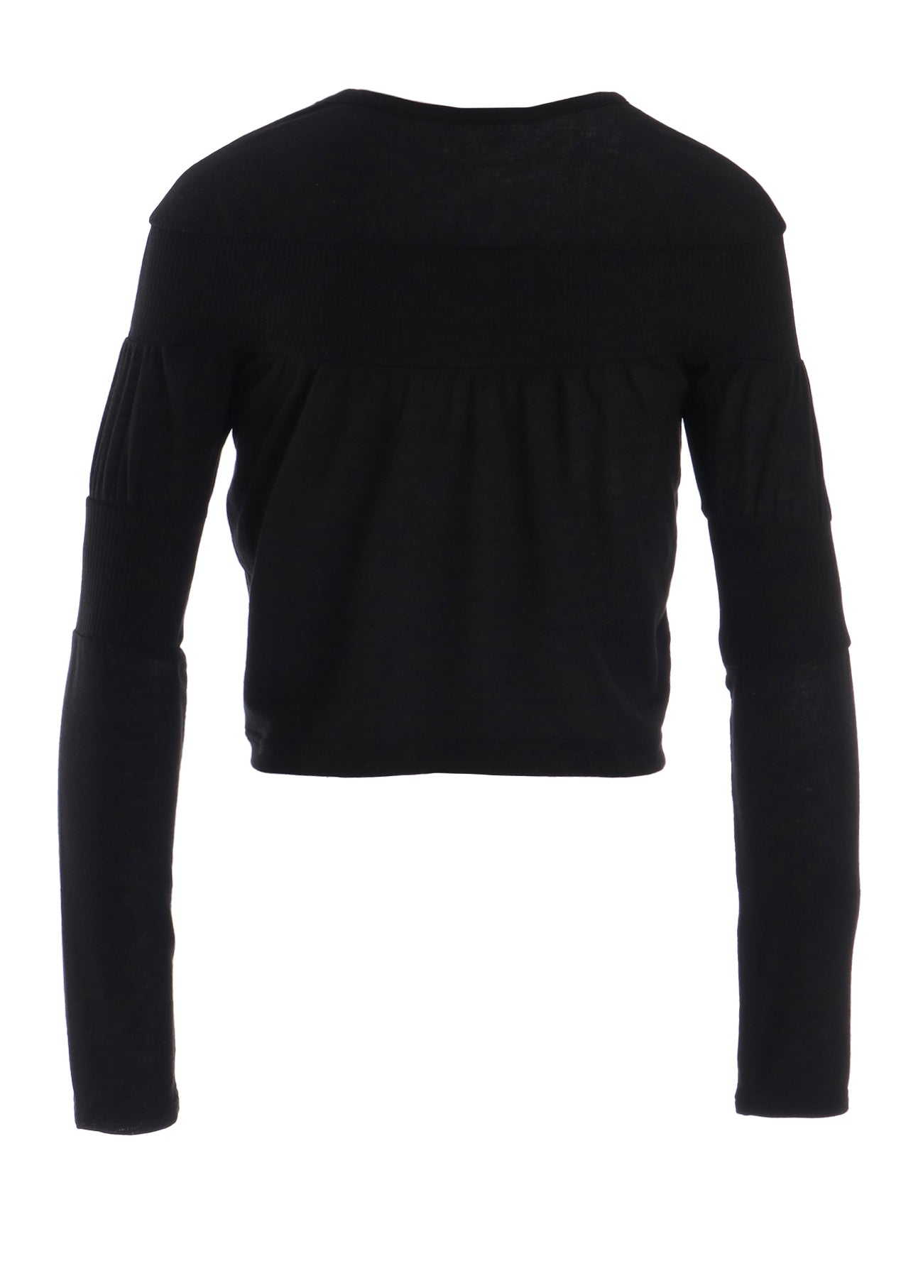 GAUZE JERSEY X RIB PANEL CROPPED ROUND NECK TEE