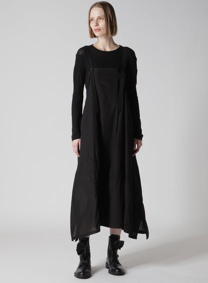 GAUZE JERSEY X RIB PANEL CROPPED ROUND NECK TEE