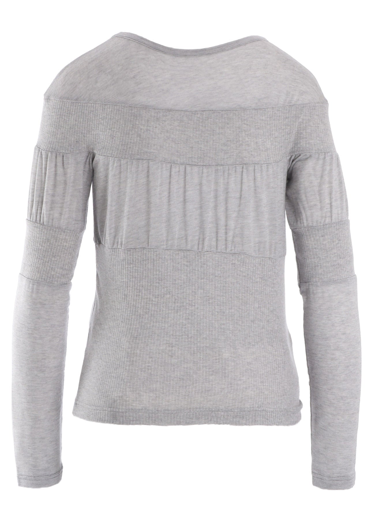 GAUZE JERSEY X RIB PANEL ROUND NECK LONG SLEEVE TEE