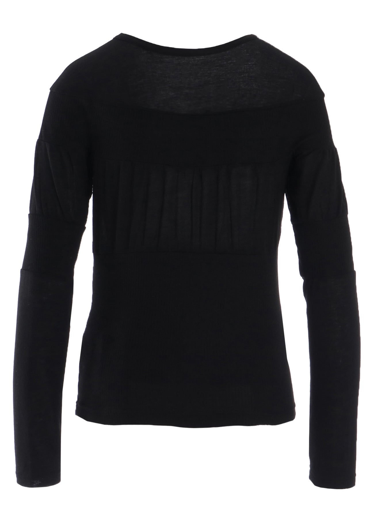 GAUZE JERSEY X RIB PANEL ROUND NECK LONG SLEEVE TEE