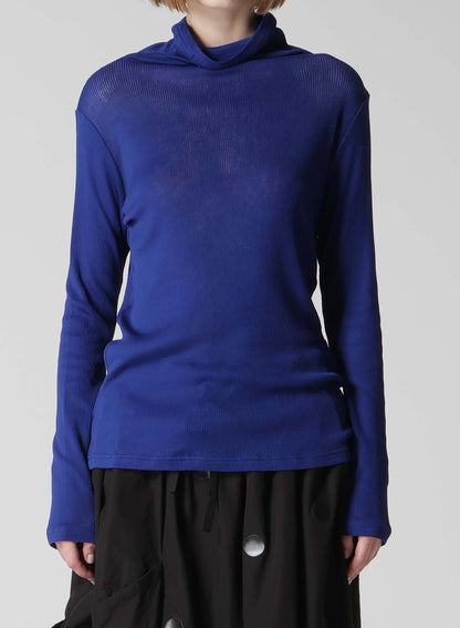 MERCERIZED RIB HIGH NECK LONG SLEEVE TEE