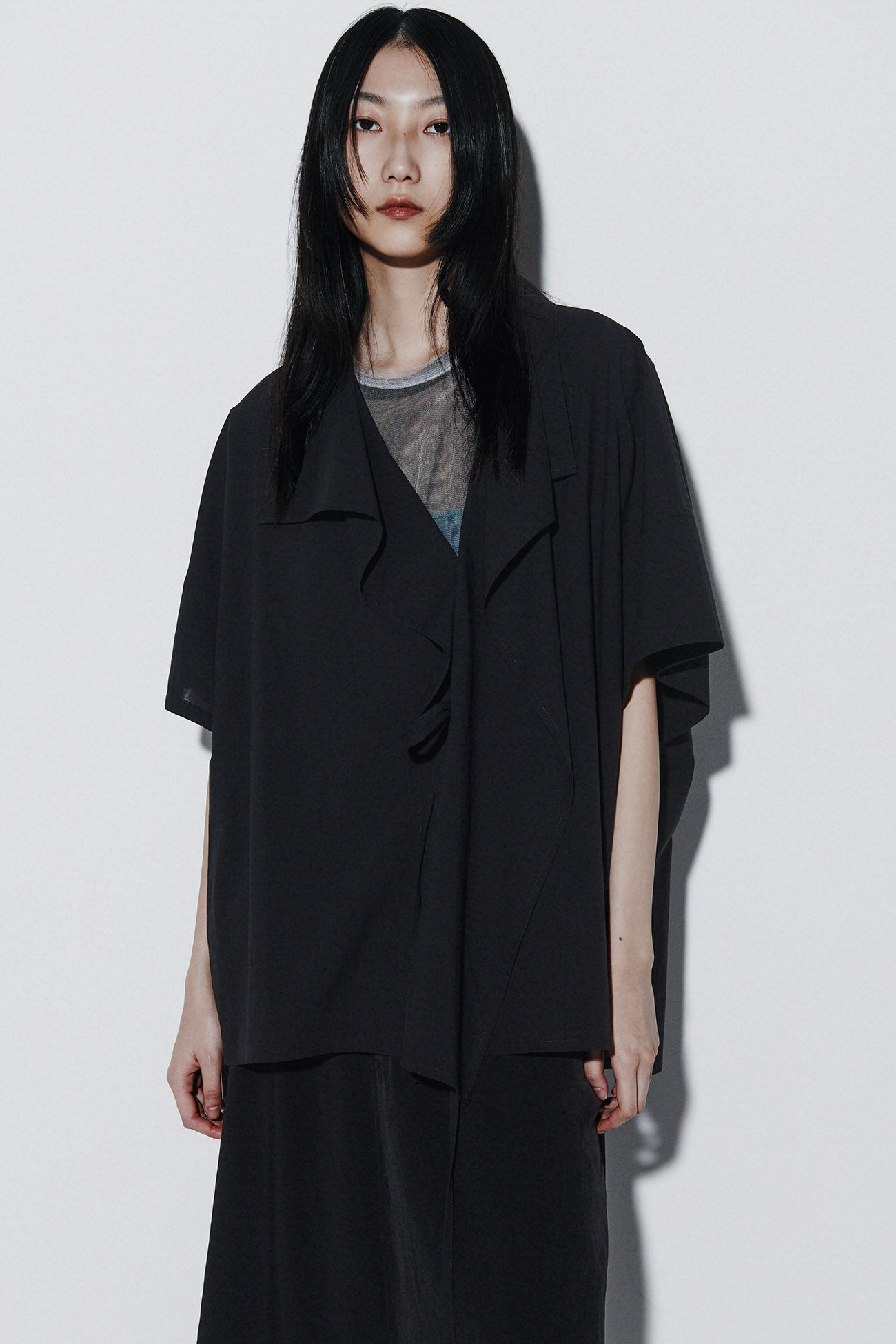 MERCERIZED RIB HIGH NECK LONG SLEEVE TEE