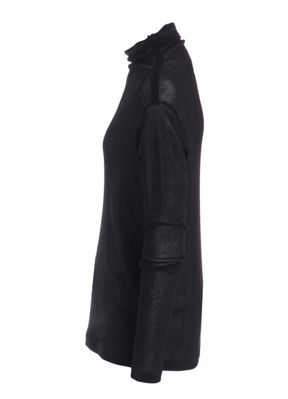 MERCERIZED RIB HIGH NECK LONG SLEEVE TEE