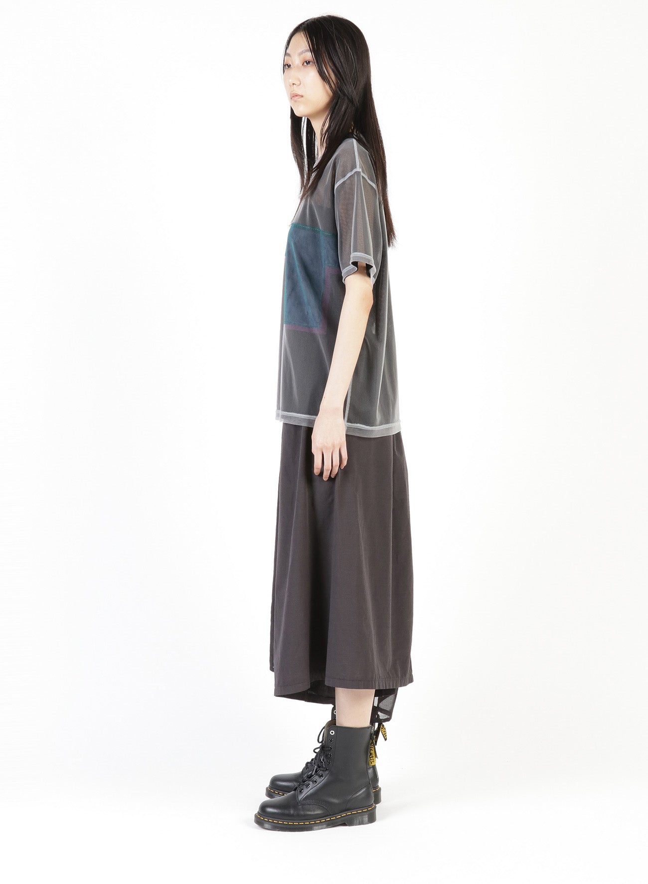 MERCERIZED RIB HIGH NECK LONG SLEEVE TEE