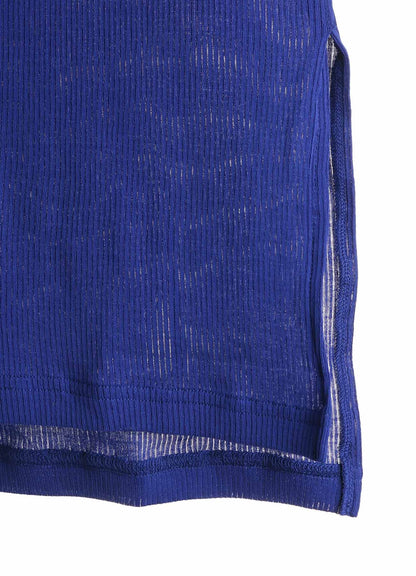 MERCERIZED RIB ASYMMETRIC COLLAR LONG CARDIGAN