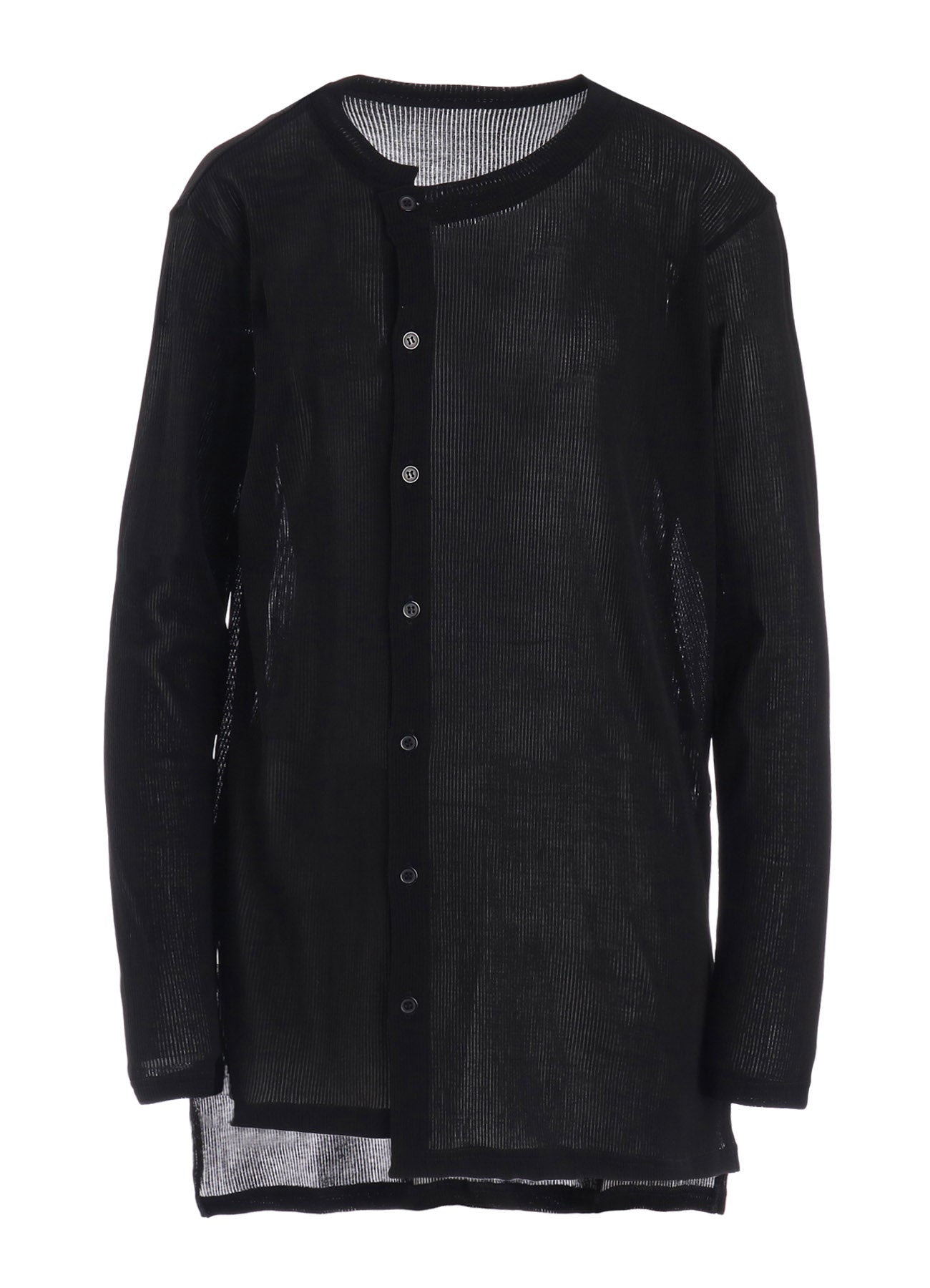 MERCERIZED RIB ASYMMETRIC COLLAR LONG CARDIGAN