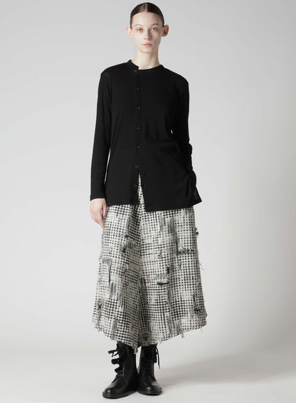 MERCERIZED RIB ASYMMETRIC COLLAR LONG CARDIGAN