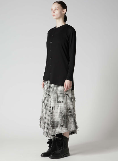 MERCERIZED RIB ASYMMETRIC COLLAR LONG CARDIGAN