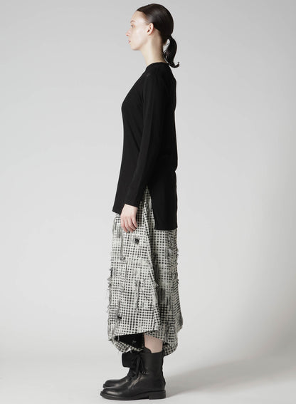 MERCERIZED RIB ASYMMETRIC COLLAR LONG CARDIGAN