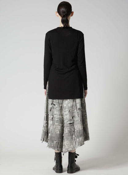 MERCERIZED RIB ASYMMETRIC COLLAR LONG CARDIGAN