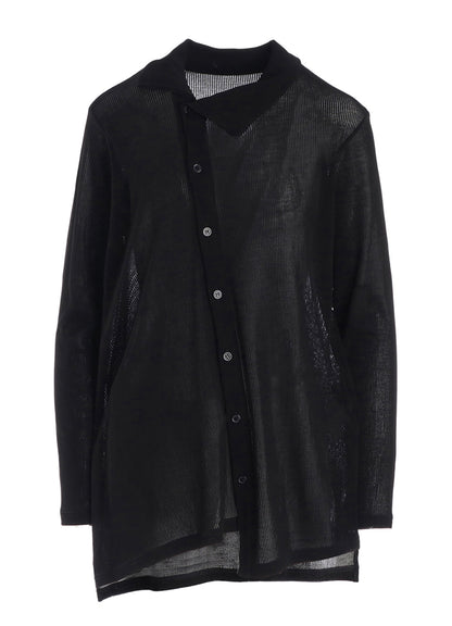 MERCERIZED RIB ASYMMETRIC CARDIGAN