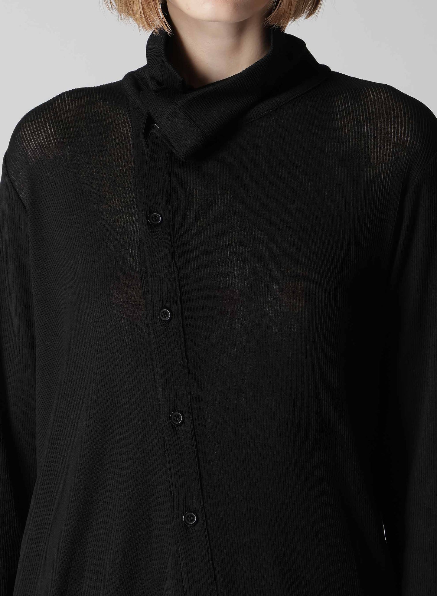 MERCERIZED RIB ASYMMETRIC CARDIGAN