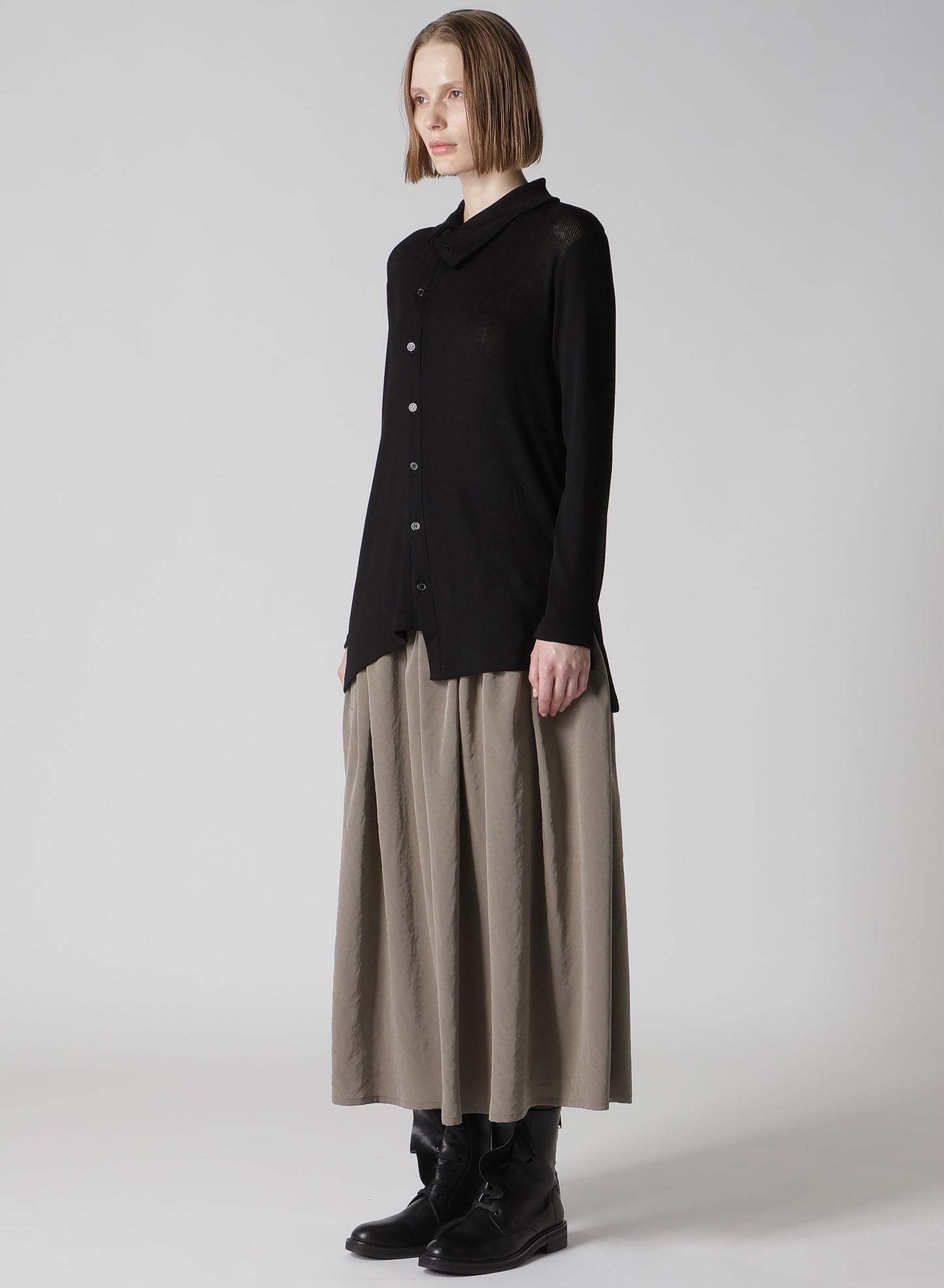 MERCERIZED RIB ASYMMETRIC CARDIGAN