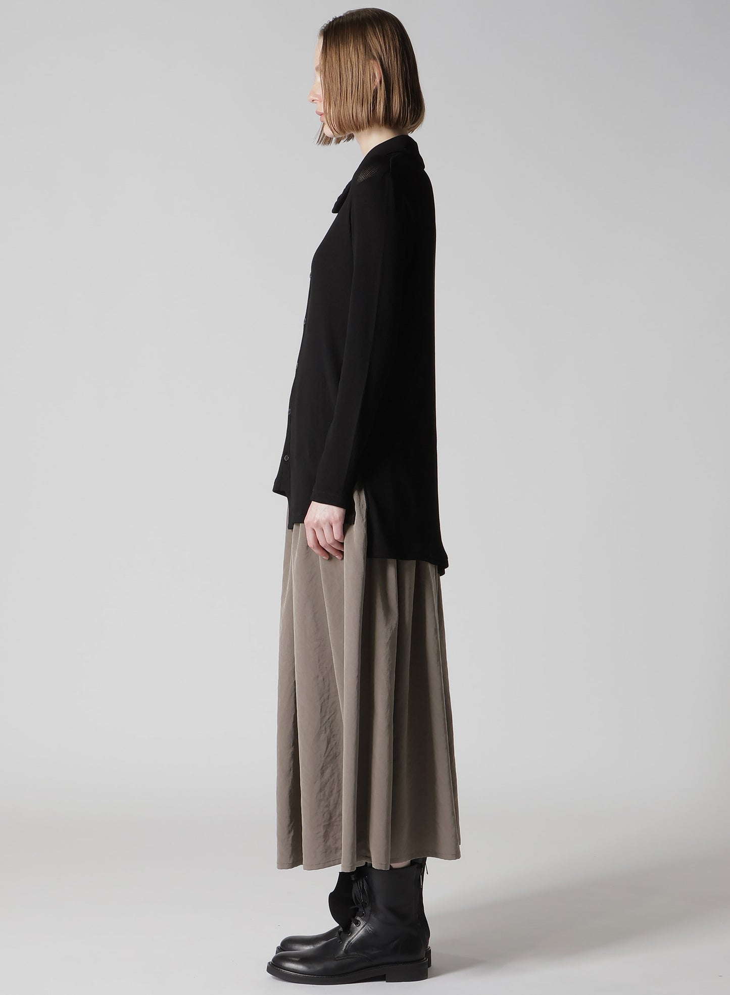 MERCERIZED RIB ASYMMETRIC CARDIGAN