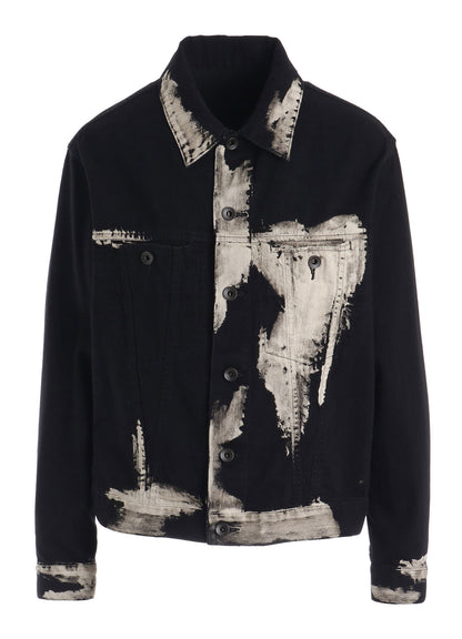 8OZ DENIM BRUSH BLEACH PANEL DENIM JACKET
