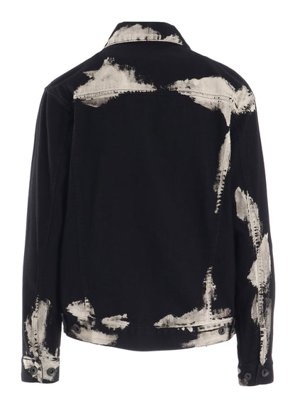 8OZ DENIM BRUSH BLEACH PANEL DENIM JACKET