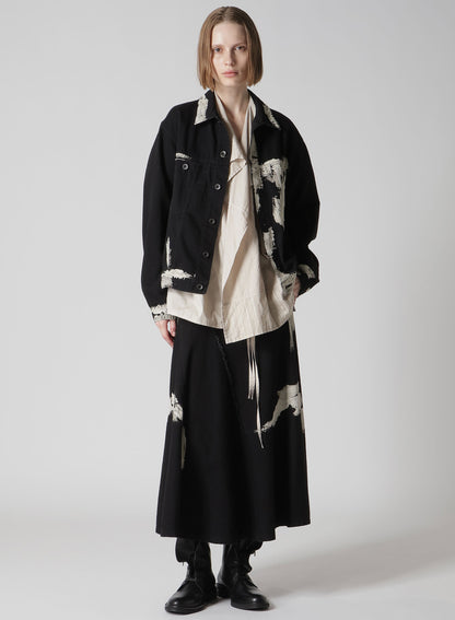 8OZ DENIM BRUSH BLEACH PANEL DENIM JACKET