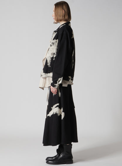 8OZ DENIM BRUSH BLEACH PANEL DENIM JACKET