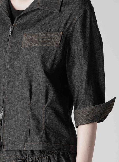 6OZ DENIM 3/4 SLEEVE BLOUSE