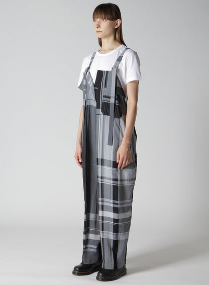 RAYON WRINKLED PLAID SALOPETTE