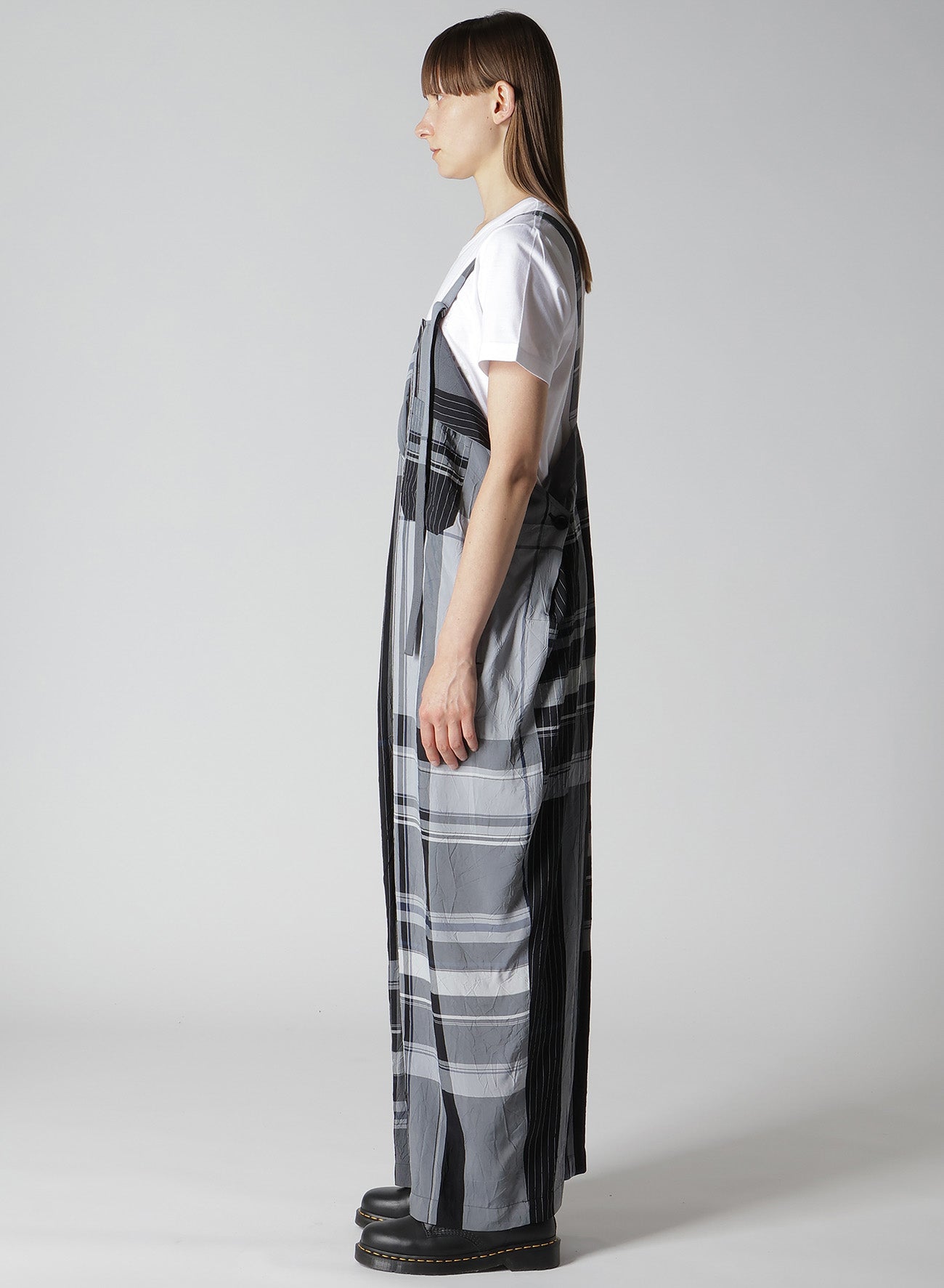 RAYON WRINKLED PLAID SALOPETTE