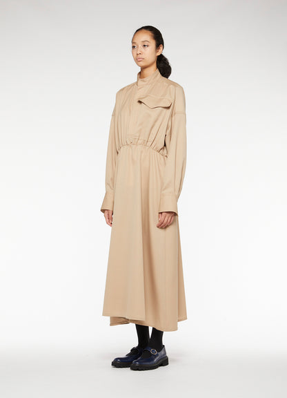 Y'sPINK WOOL MOHAIR GABARDINE GATHER DRESS